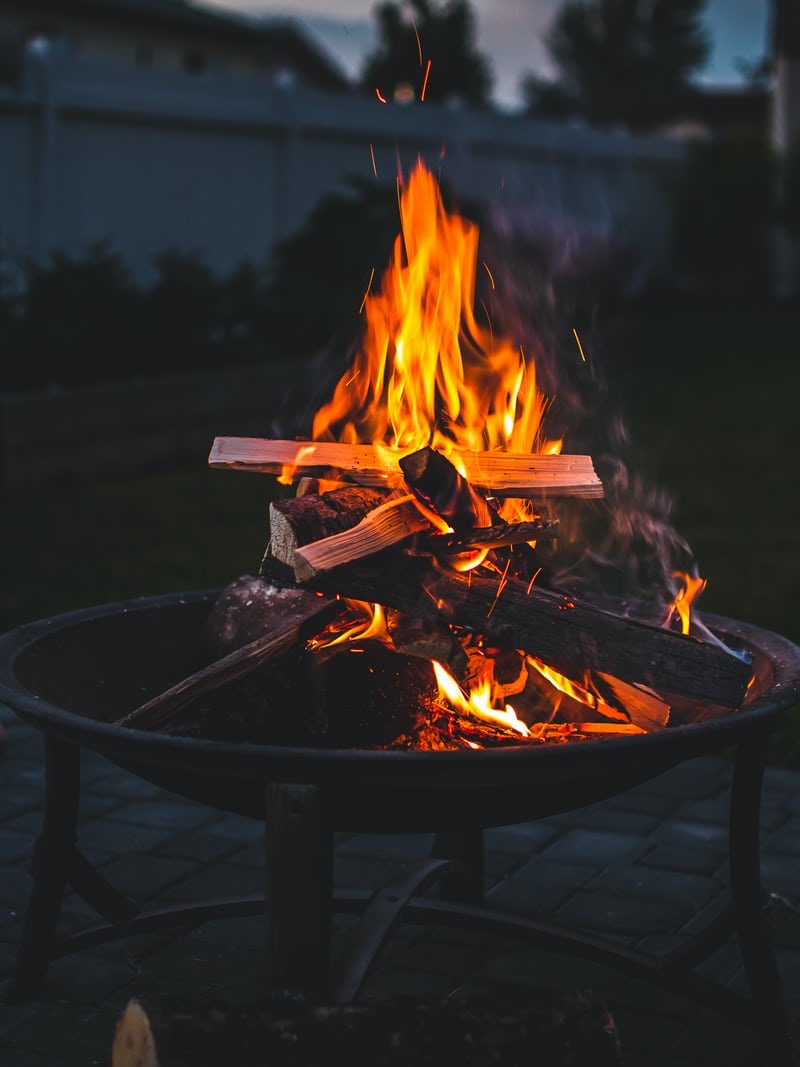 campfire burning firewood
