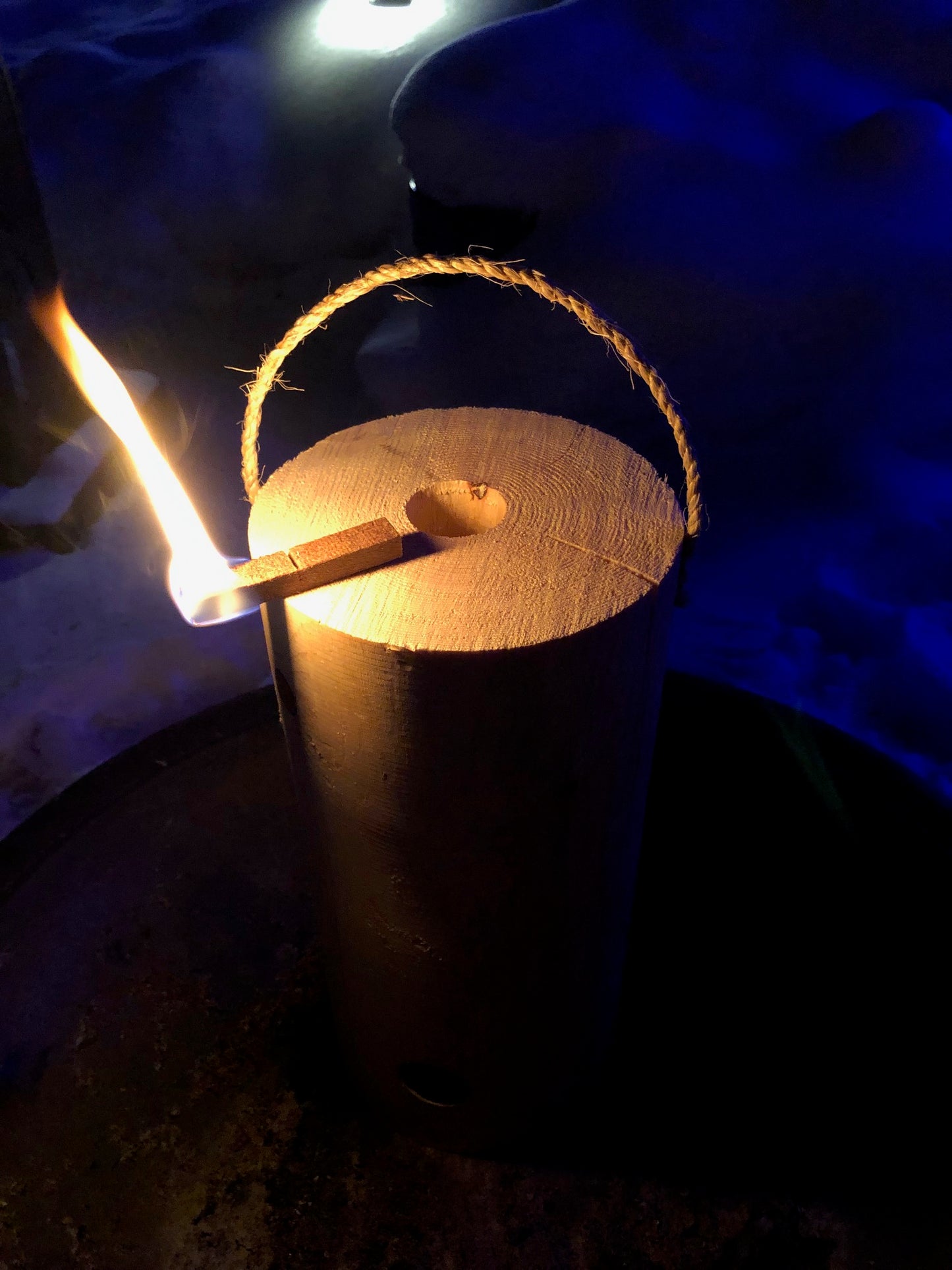 firestarter burning on top of fire log